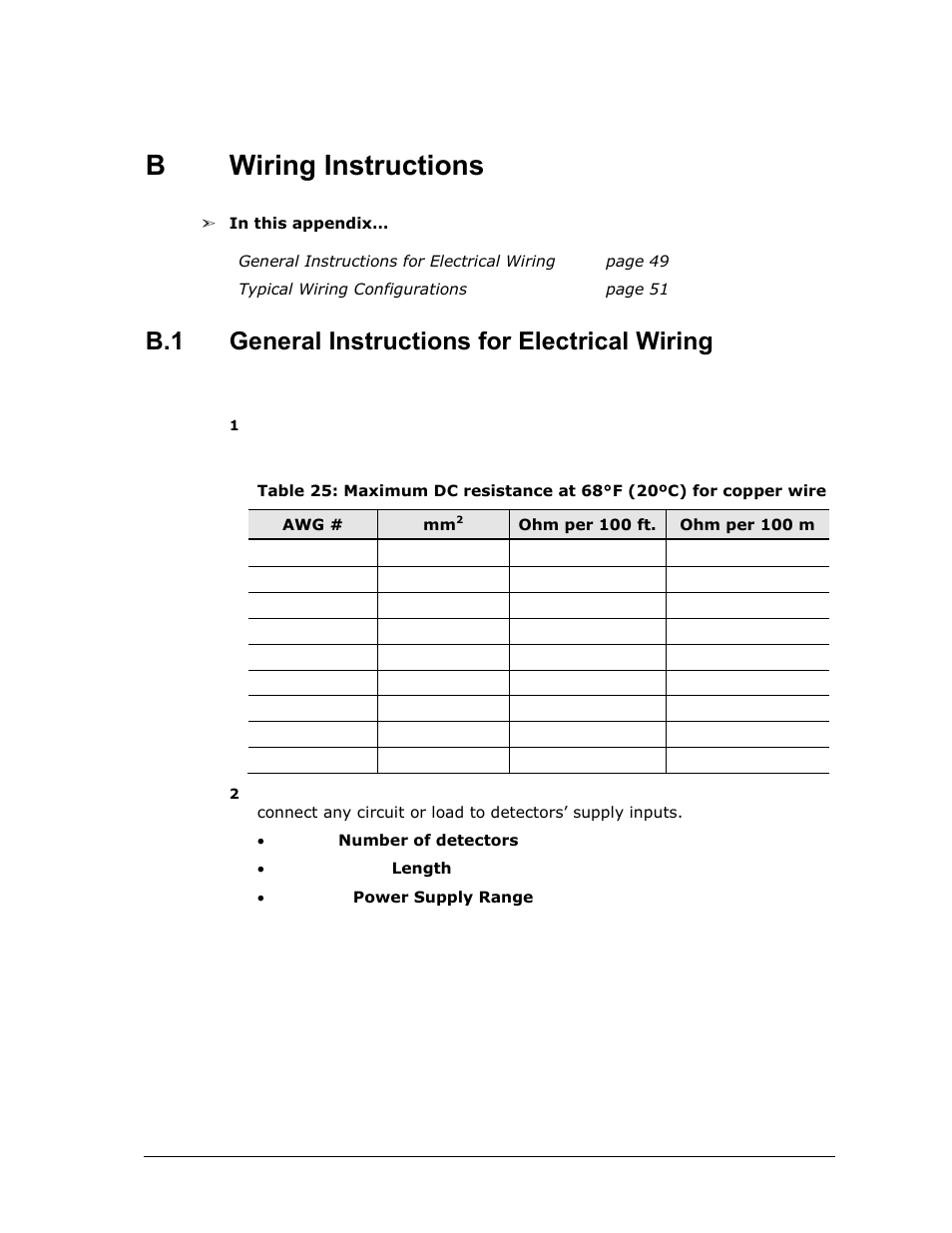 B wiring instructions, Wiring instructions, General instructions for electrical wiring | Bwiring instructions, B.1 general instructions for electrical wiring | Spectrex 40/40I Triple IR (IR3) Flame Detector User Manual | Page 61 / 80