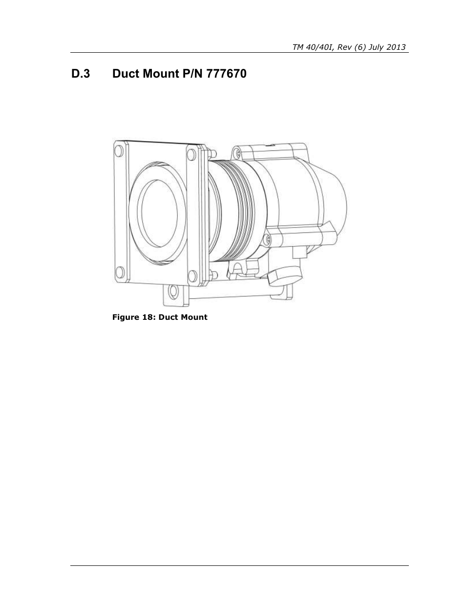 Duct mount p/n 777670, Figure 18: duct mount | Spectrex 40/40I Triple IR (IR3) Flame Detector User Manual | Page 73 / 80