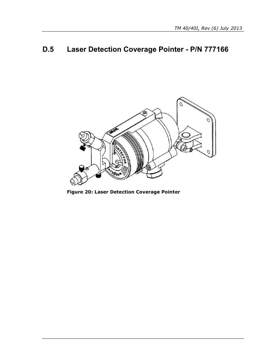 Laser detection coverage pointer - p/n 777166, Figure 20: laser detection coverage pointer | Spectrex 40/40I Triple IR (IR3) Flame Detector User Manual | Page 75 / 80