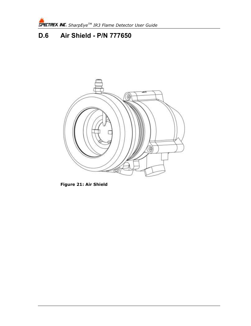 Air shield - p/n 777650, Figure 21: air shield | Spectrex 40/40I Triple IR (IR3) Flame Detector User Manual | Page 76 / 80