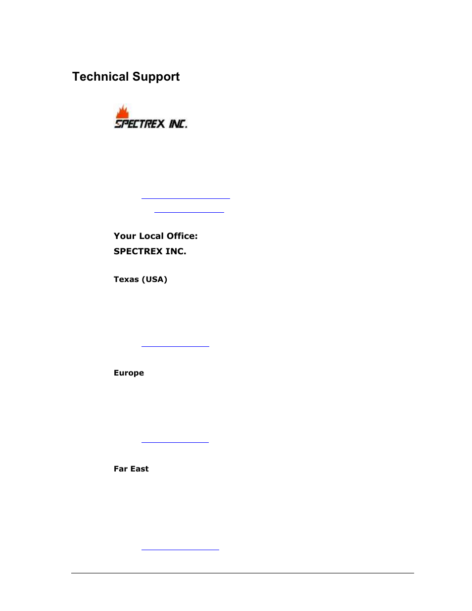 Technical support | Spectrex 40/40I Triple IR (IR3) Flame Detector User Manual | Page 80 / 80