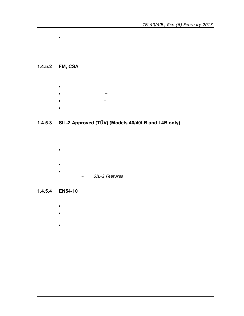 2 fm, csa, 4 en54-10, Fm, csa | Sil-2 approved (tüv) (models 40/40lb and l4b only), En54-10 | Spectrex 40/40L-LB UV/IR Flame Detector Series User Manual | Page 19 / 80