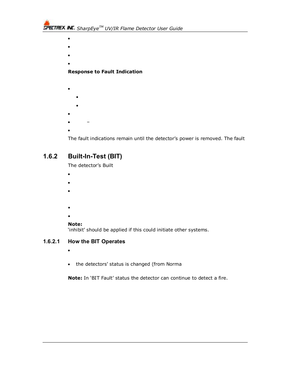 2 built-in-test (bit), 1 how the bit operates, Built-in-test (bit) | Spectrex 40/40L-LB UV/IR Flame Detector Series User Manual | Page 28 / 80