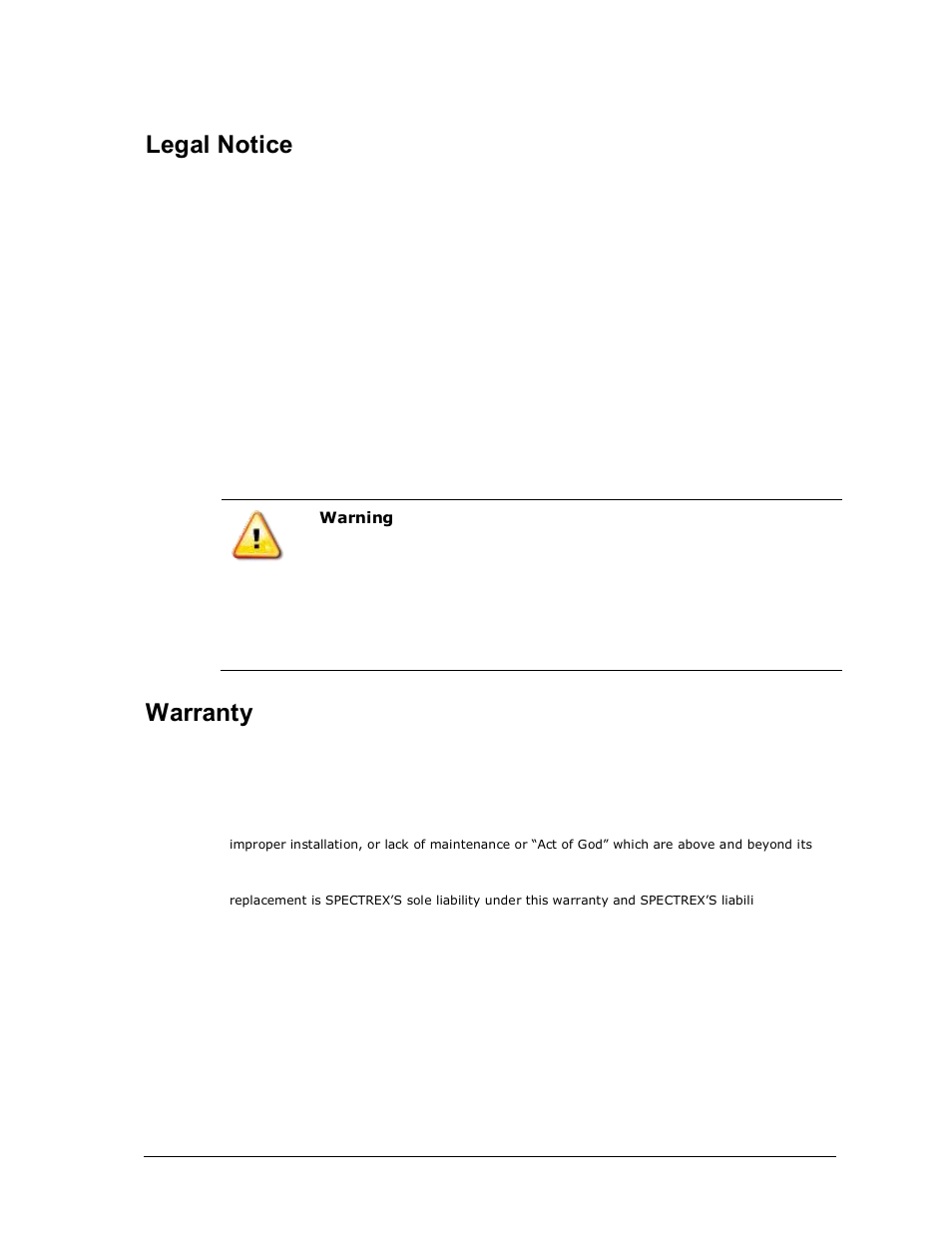 Legal notice, Warranty | Spectrex 40/40L-LB UV/IR Flame Detector Series User Manual | Page 3 / 80