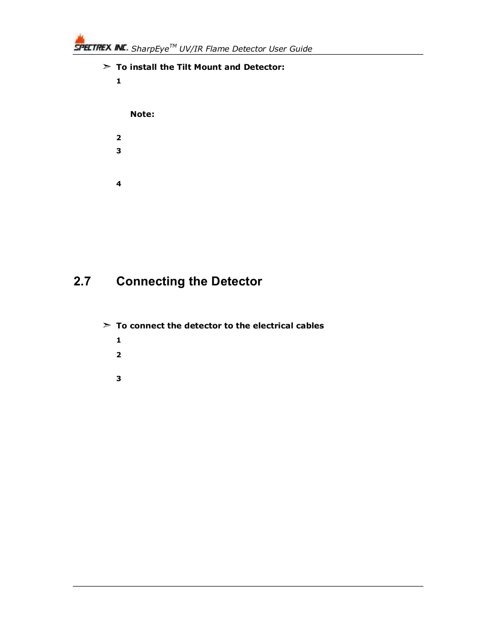 7 connecting the detector, Connecting the detector | Spectrex 40/40L-LB UV/IR Flame Detector Series User Manual | Page 38 / 80