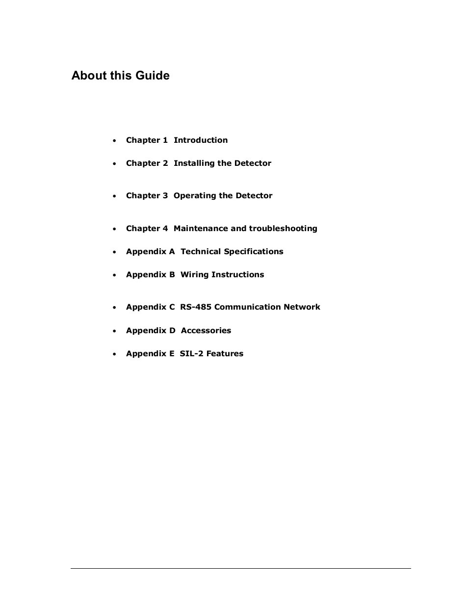 About this guide | Spectrex 40/40L-LB UV/IR Flame Detector Series User Manual | Page 5 / 80