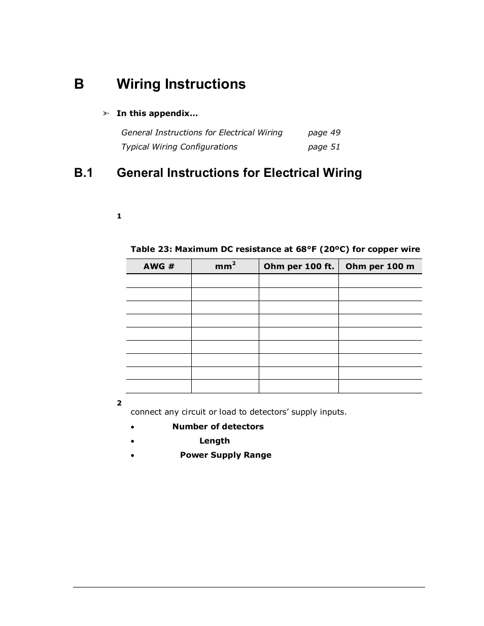 B wiring instructions, Wiring instructions, General instructions for electrical wiring | Bwiring instructions, B.1 general instructions for electrical wiring | Spectrex 40/40L-LB UV/IR Flame Detector Series User Manual | Page 61 / 80