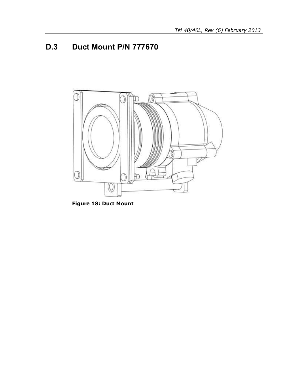 Duct mount p/n 777670, Figure 18: duct mount | Spectrex 40/40L-LB UV/IR Flame Detector Series User Manual | Page 73 / 80