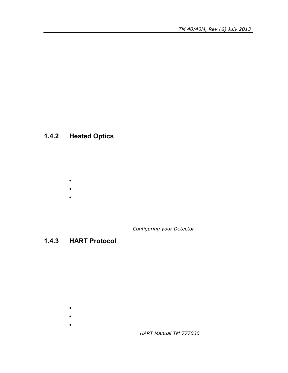 2 heated optics, 3 hart protocol, Heated optics | Hart protocol | Spectrex 40/40M Multi IR Flame Detector User Manual | Page 17 / 80