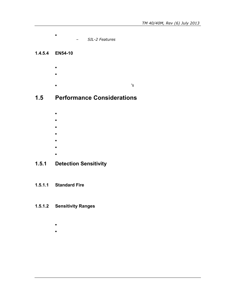 4 en54-10, 5 performance considerations, 1 detection sensitivity | 1 standard fire, 2 sensitivity ranges, Performance considerations, Detection sensitivity, En54-10 | Spectrex 40/40M Multi IR Flame Detector User Manual | Page 19 / 80