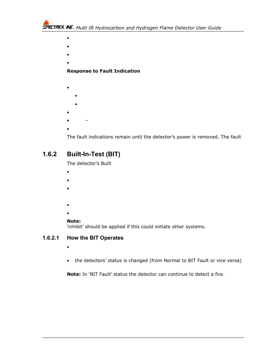 2 built-in-test (bit), 1 how the bit operates, Built-in-test (bit) | Spectrex 40/40M Multi IR Flame Detector User Manual | Page 28 / 80