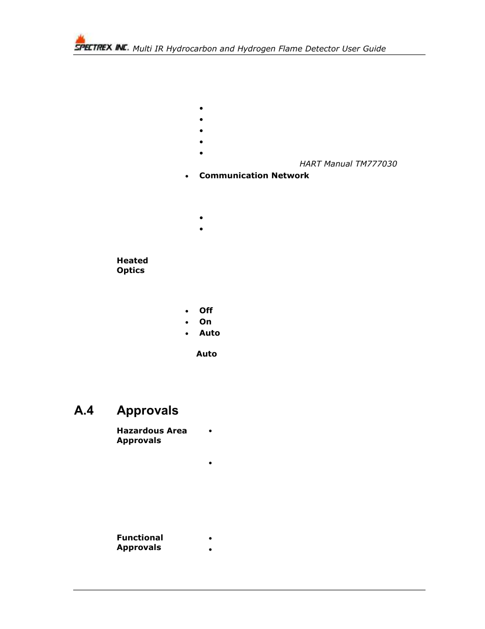 Approvals, A.4 approvals | Spectrex 40/40M Multi IR Flame Detector User Manual | Page 58 / 80