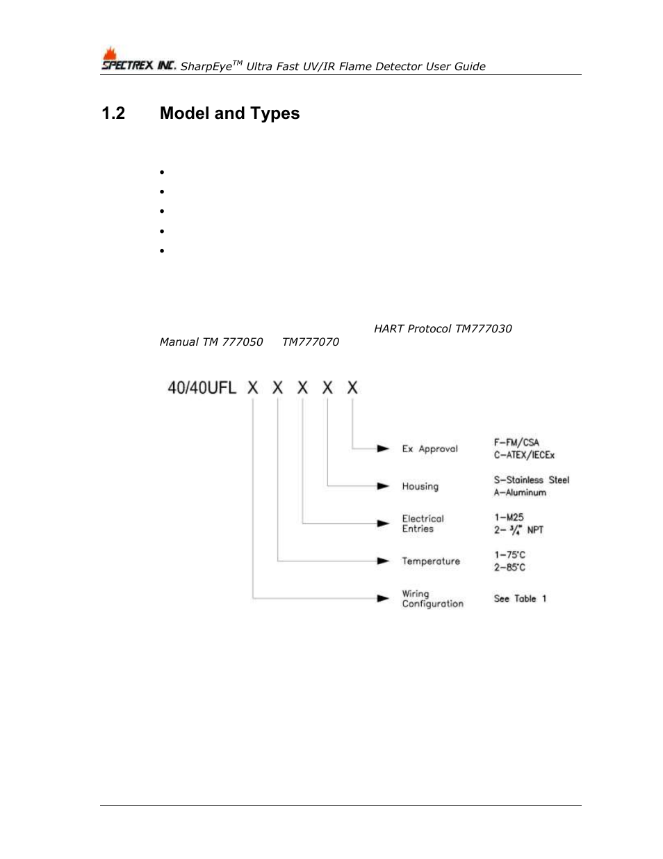 2 model and types, Model and types | Spectrex 40/40UFL Ultra Fast UV/IR User Manual | Page 14 / 78