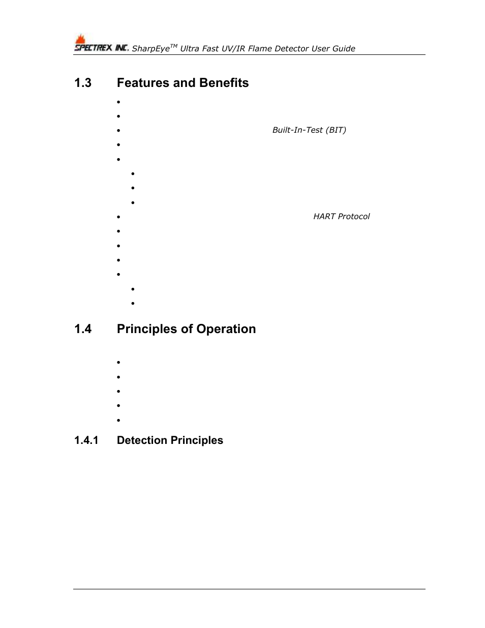 3 features and benefits, 4 principles of operation, 1 detection principles | Features and benefits, Principles of operation, Detection principles | Spectrex 40/40UFL Ultra Fast UV/IR User Manual | Page 16 / 78