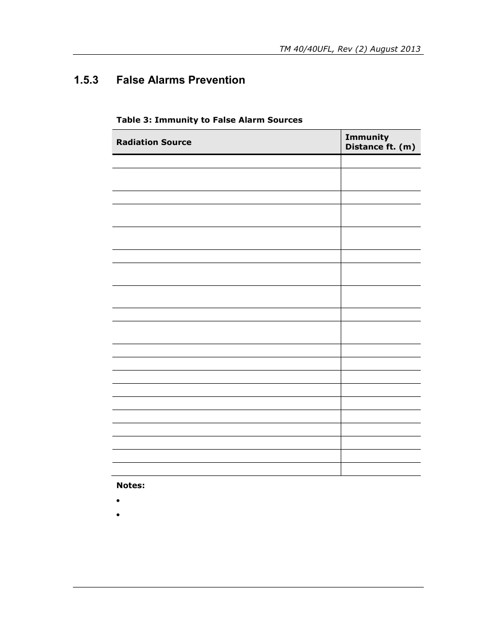 3 false alarms prevention, False alarms prevention, Table 3: immunity to false alarm sources | Spectrex 40/40UFL Ultra Fast UV/IR User Manual | Page 23 / 78