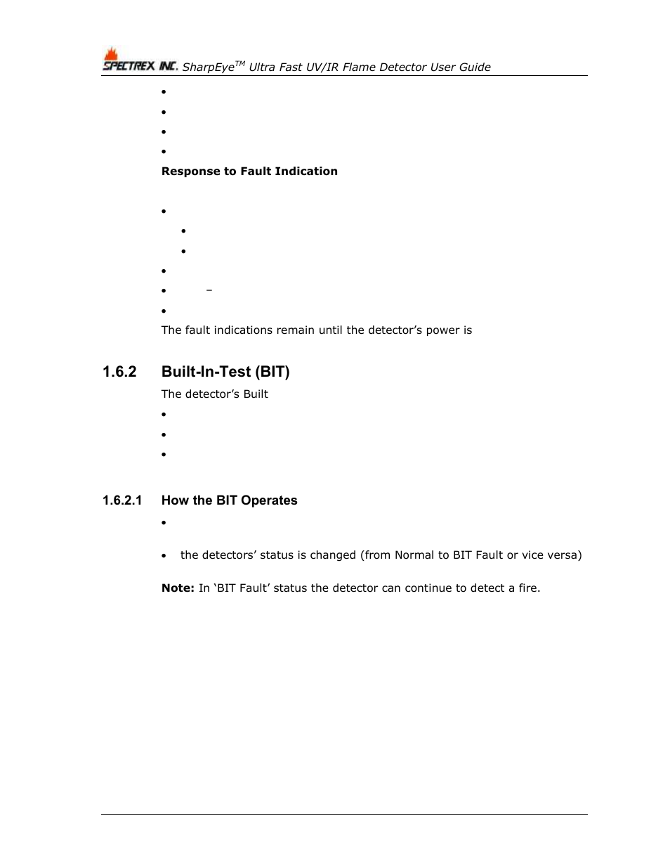 2 built-in-test (bit), 1 how the bit operates, Built-in-test (bit) | Spectrex 40/40UFL Ultra Fast UV/IR User Manual | Page 28 / 78