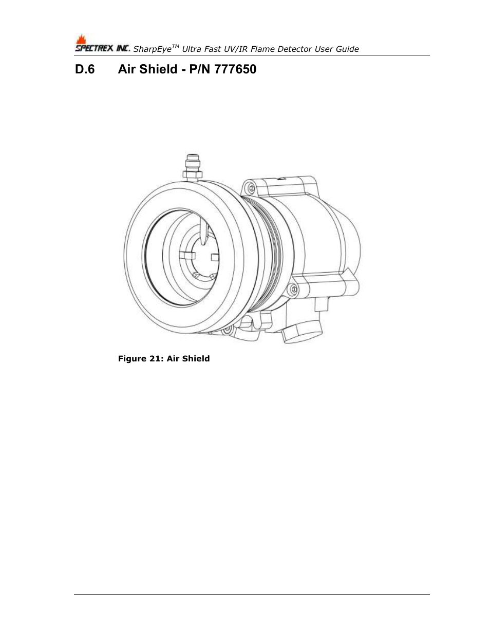 Air shield - p/n 777650, Figure 21: air shield | Spectrex 40/40UFL Ultra Fast UV/IR User Manual | Page 76 / 78