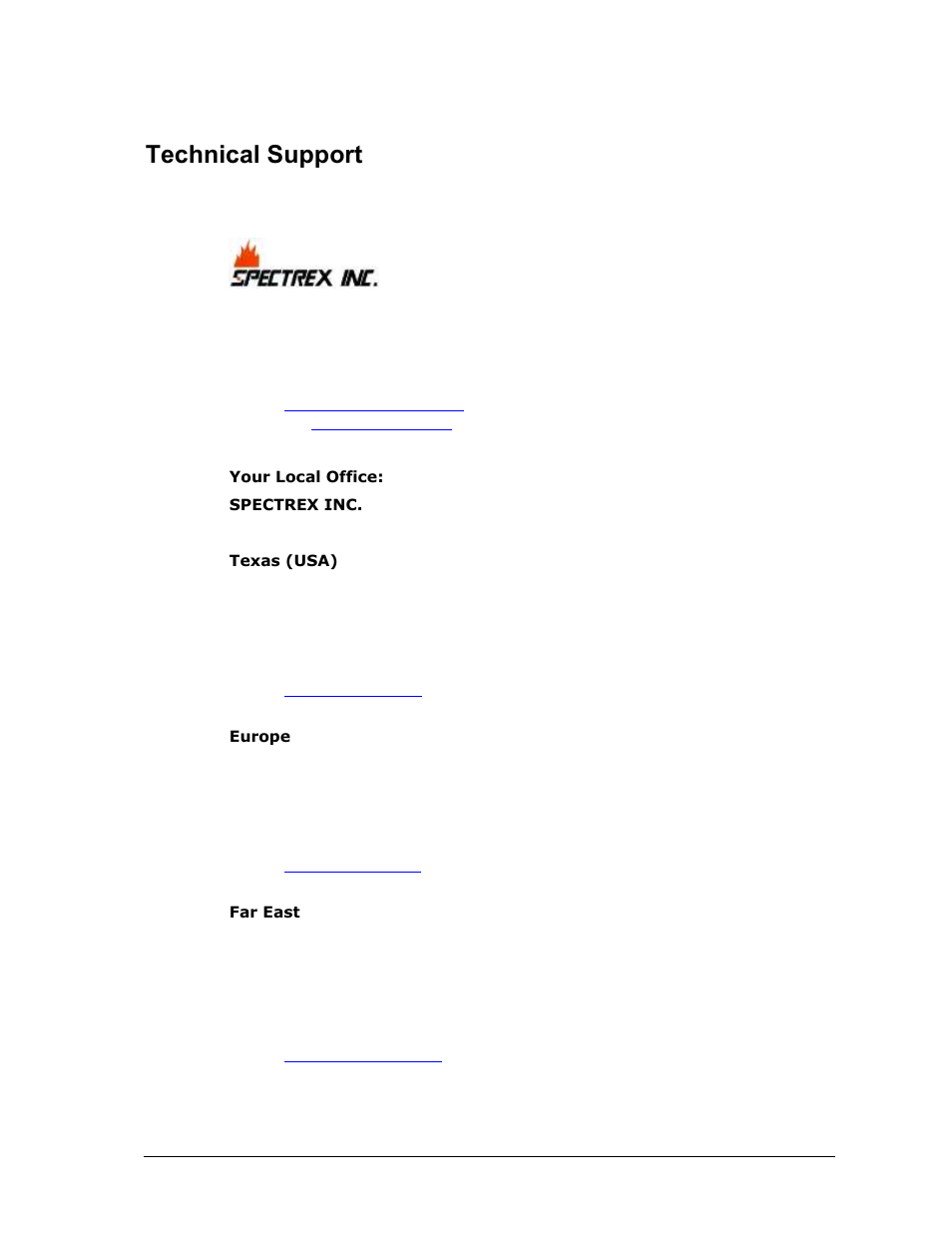 Technical support | Spectrex 40/40UFL Ultra Fast UV/IR User Manual | Page 77 / 78