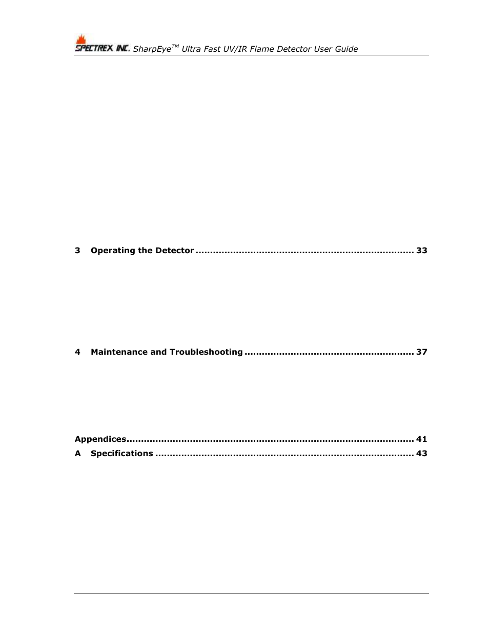 Spectrex 40/40UFL Ultra Fast UV/IR User Manual | Page 8 / 78