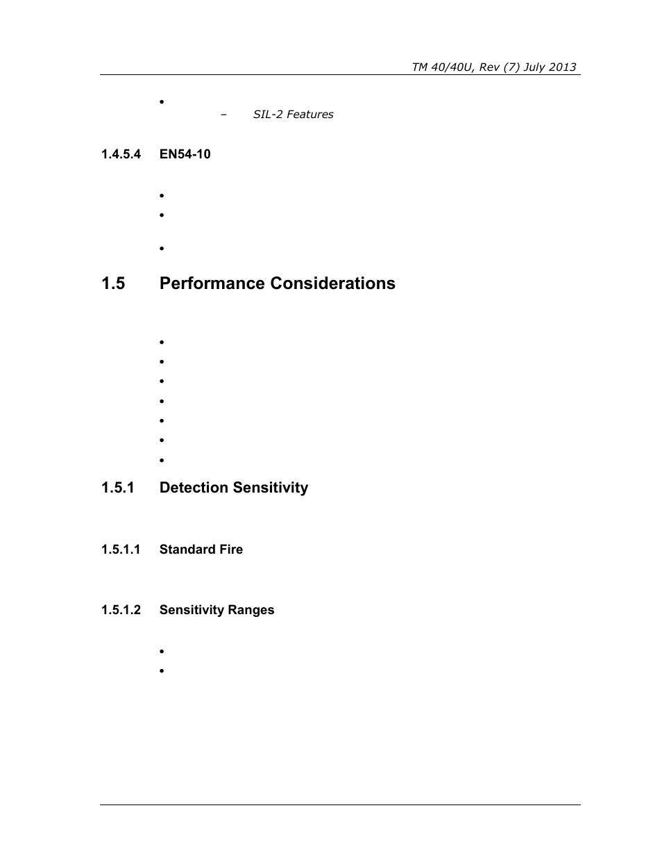 4 en54-10, 5 performance considerations, 1 detection sensitivity | 1 standard fire, 2 sensitivity ranges, Performance considerations, Detection sensitivity, En54-10 | Spectrex 40/40U-UB - UV Flame Detector User Manual | Page 19 / 80