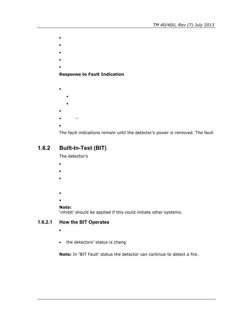 2 built-in-test (bit), 1 how the bit operates, Built-in-test (bit) | Spectrex 40/40U-UB - UV Flame Detector User Manual | Page 27 / 80