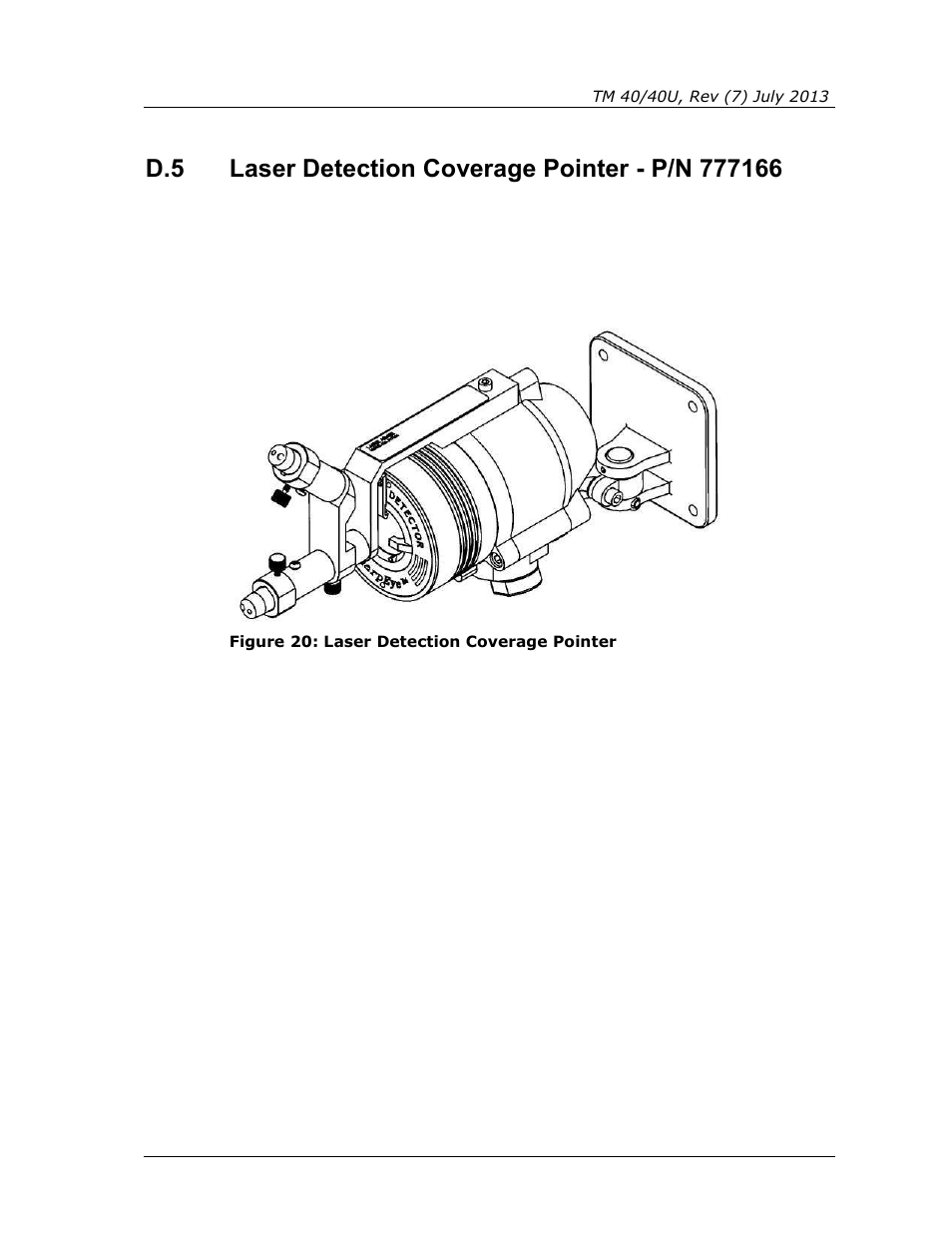 Laser detection coverage pointer - p/n 777166, Figure 20: laser detection coverage pointer | Spectrex 40/40U-UB - UV Flame Detector User Manual | Page 75 / 80