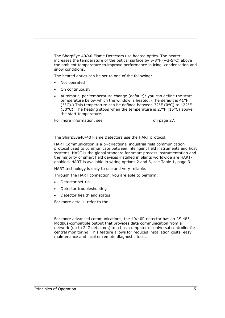 2 heated optics, 3 hart protocol, 4 rs-485 modbus | Spectrex 40/40R - Single IR Flame Detector User Manual | Page 17 / 76