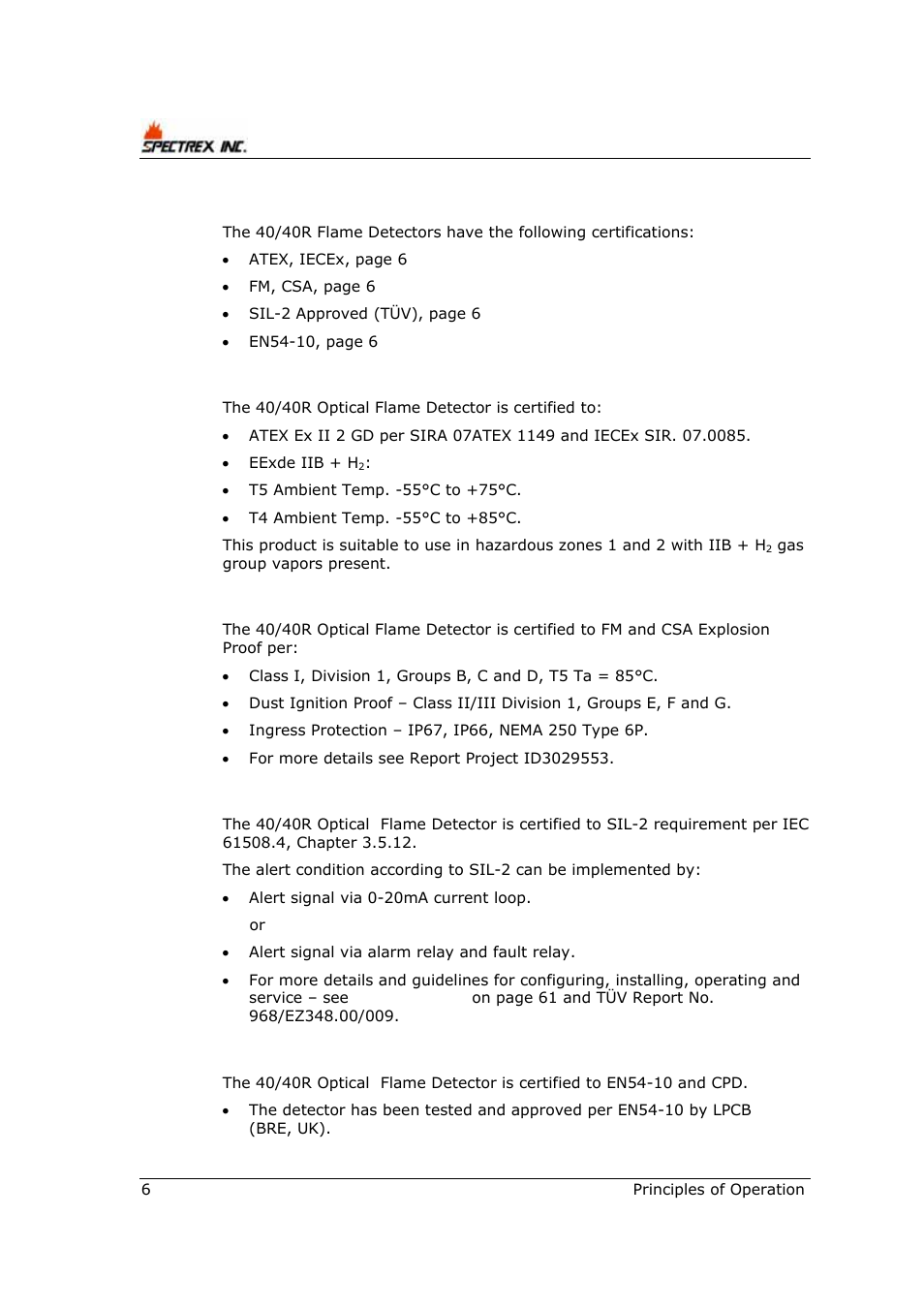 5 product certification | Spectrex 40/40R - Single IR Flame Detector User Manual | Page 18 / 76