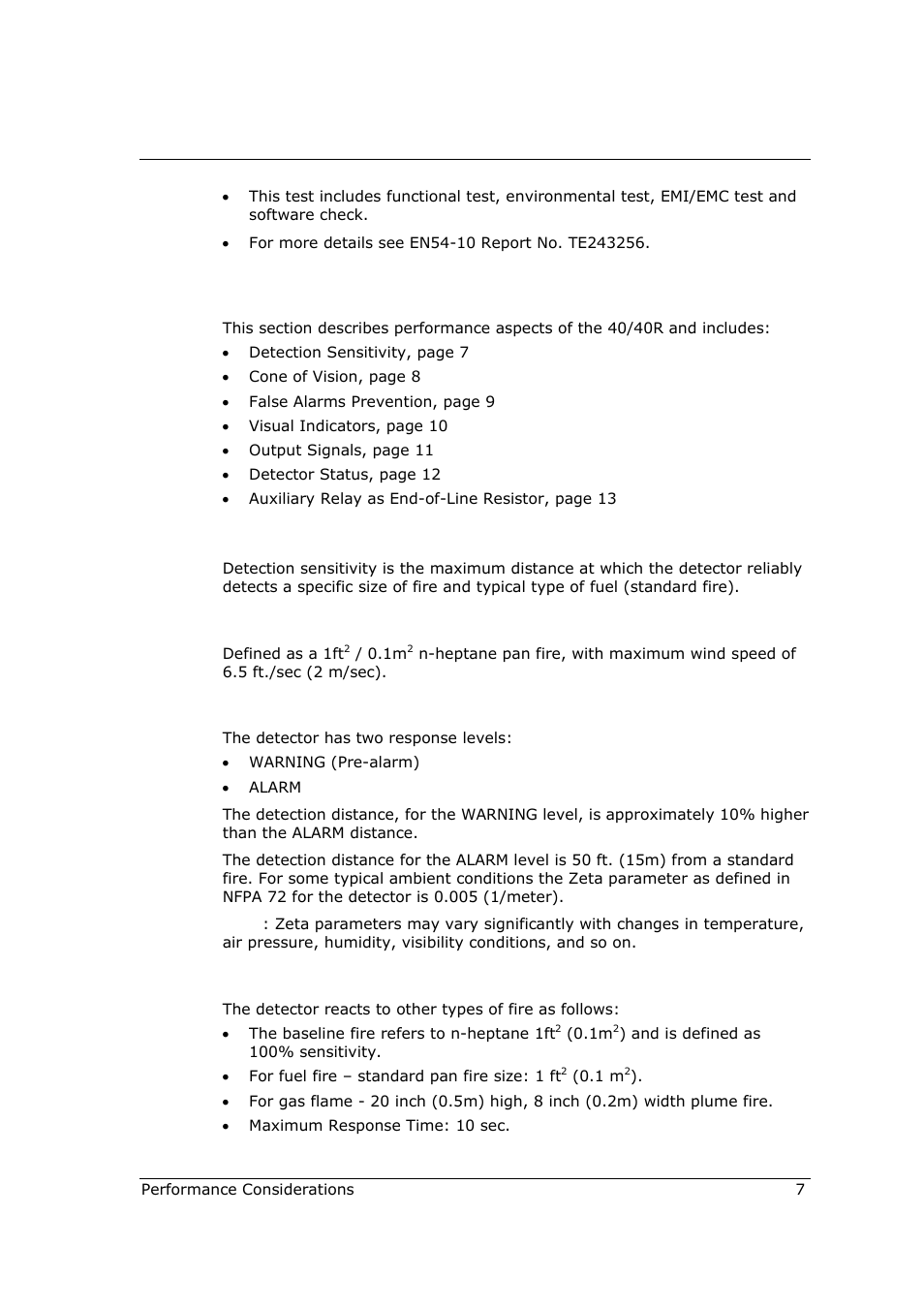 5 performance considerations, 1 detection sensitivity | Spectrex 40/40R - Single IR Flame Detector User Manual | Page 19 / 76