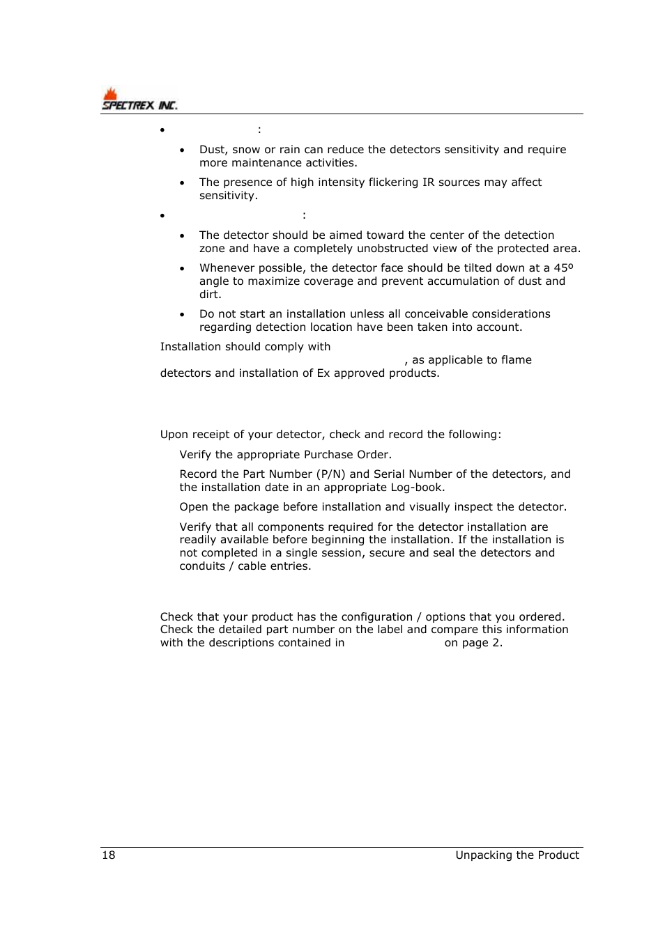 2 unpacking the product, 1 checking the product type | Spectrex 40/40R - Single IR Flame Detector User Manual | Page 30 / 76