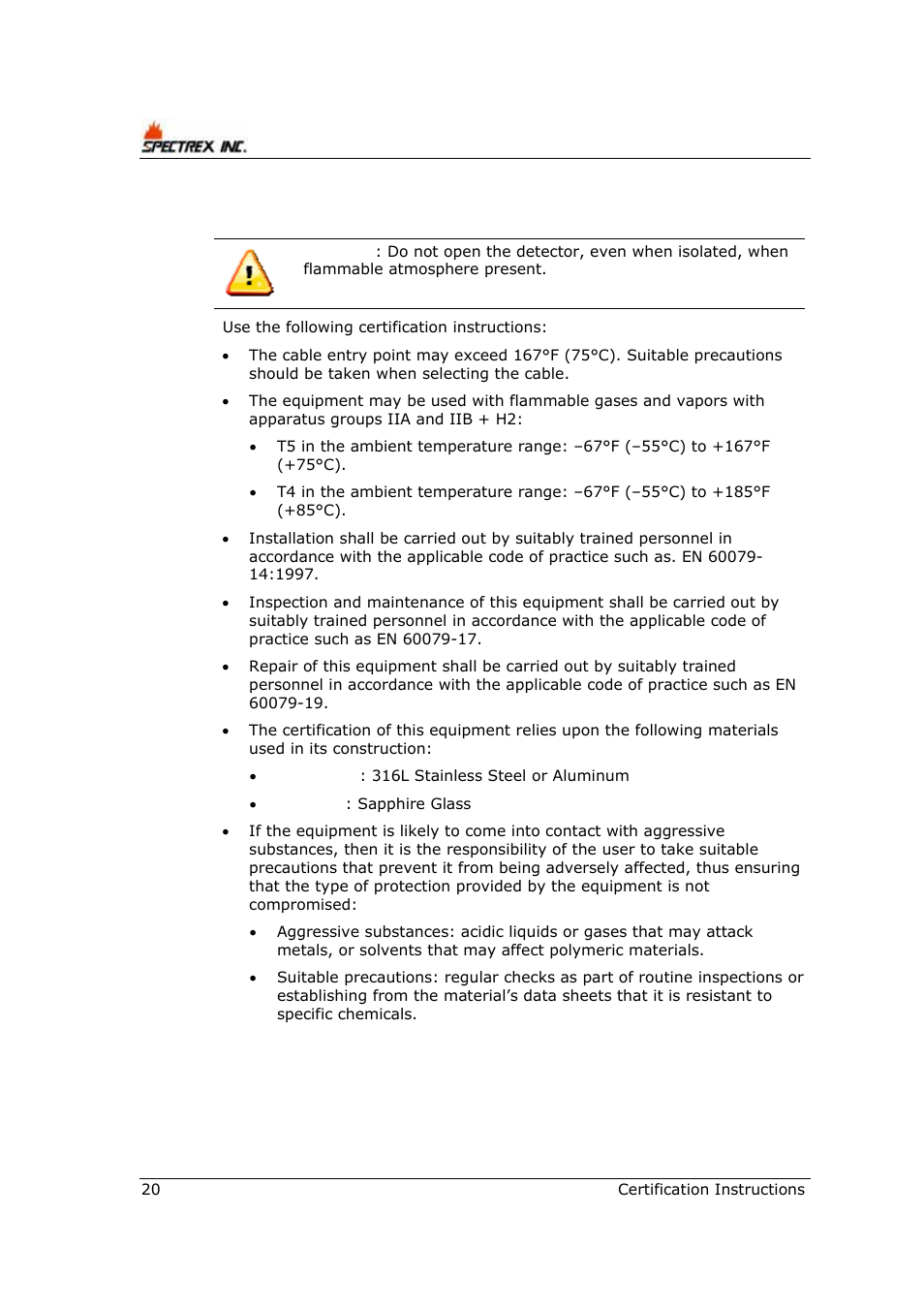 4 certification instructions | Spectrex 40/40R - Single IR Flame Detector User Manual | Page 32 / 76