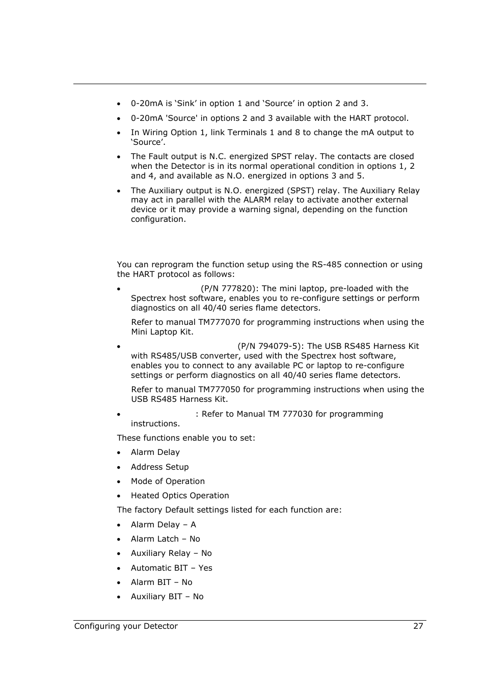 8 configuring your detector | Spectrex 40/40R - Single IR Flame Detector User Manual | Page 39 / 76