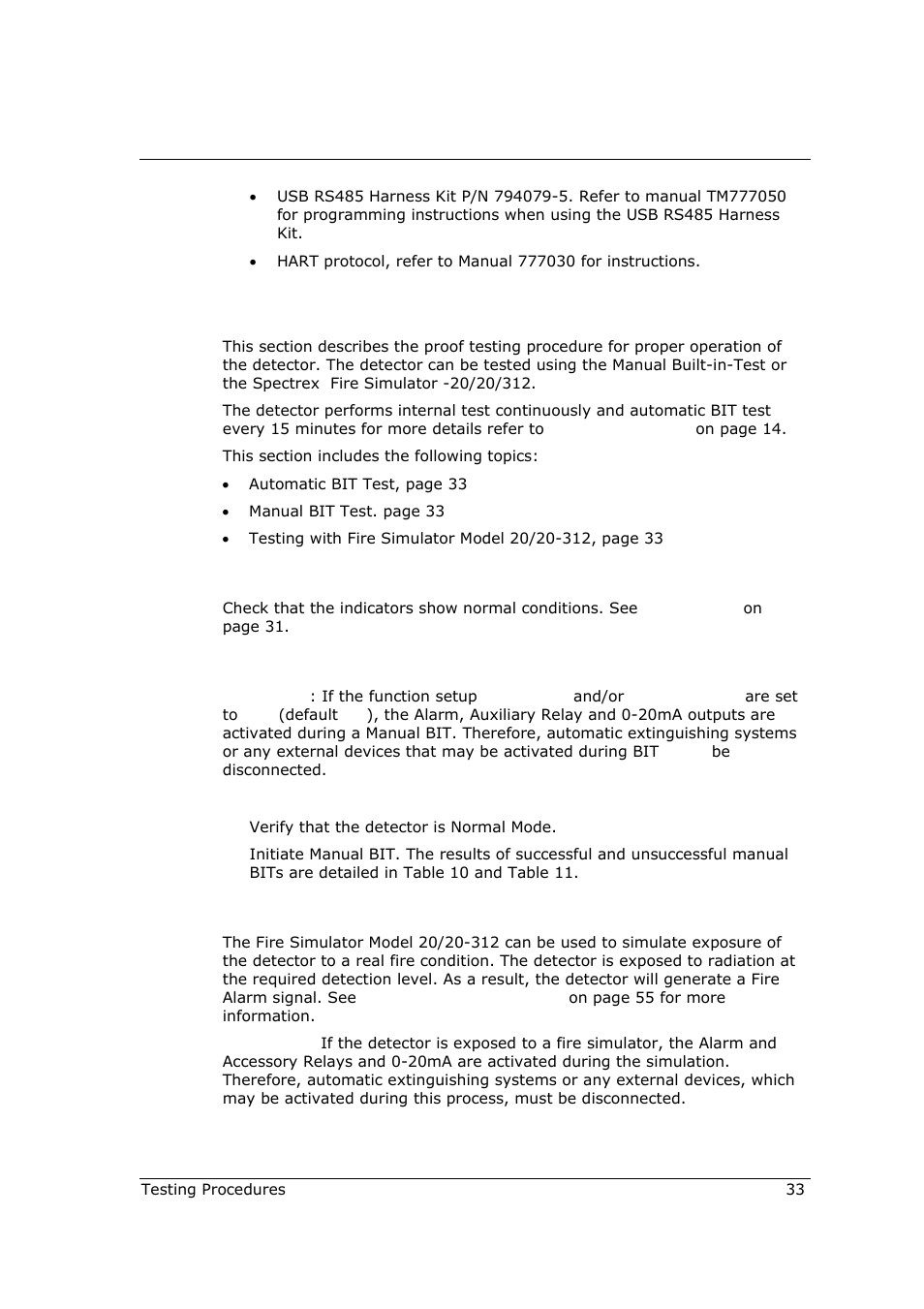 3 testing procedures, 1 automatic bit test, 2 manual bit test | Spectrex 40/40R - Single IR Flame Detector User Manual | Page 45 / 76