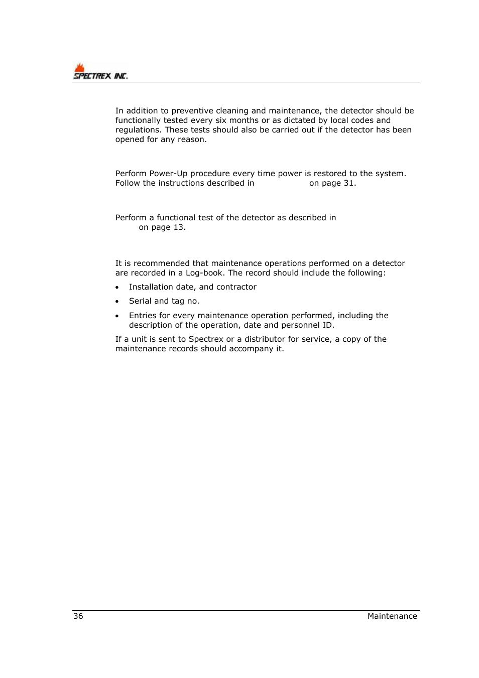 2 periodic procedures, 3 keeping maintenance records | Spectrex 40/40R - Single IR Flame Detector User Manual | Page 48 / 76