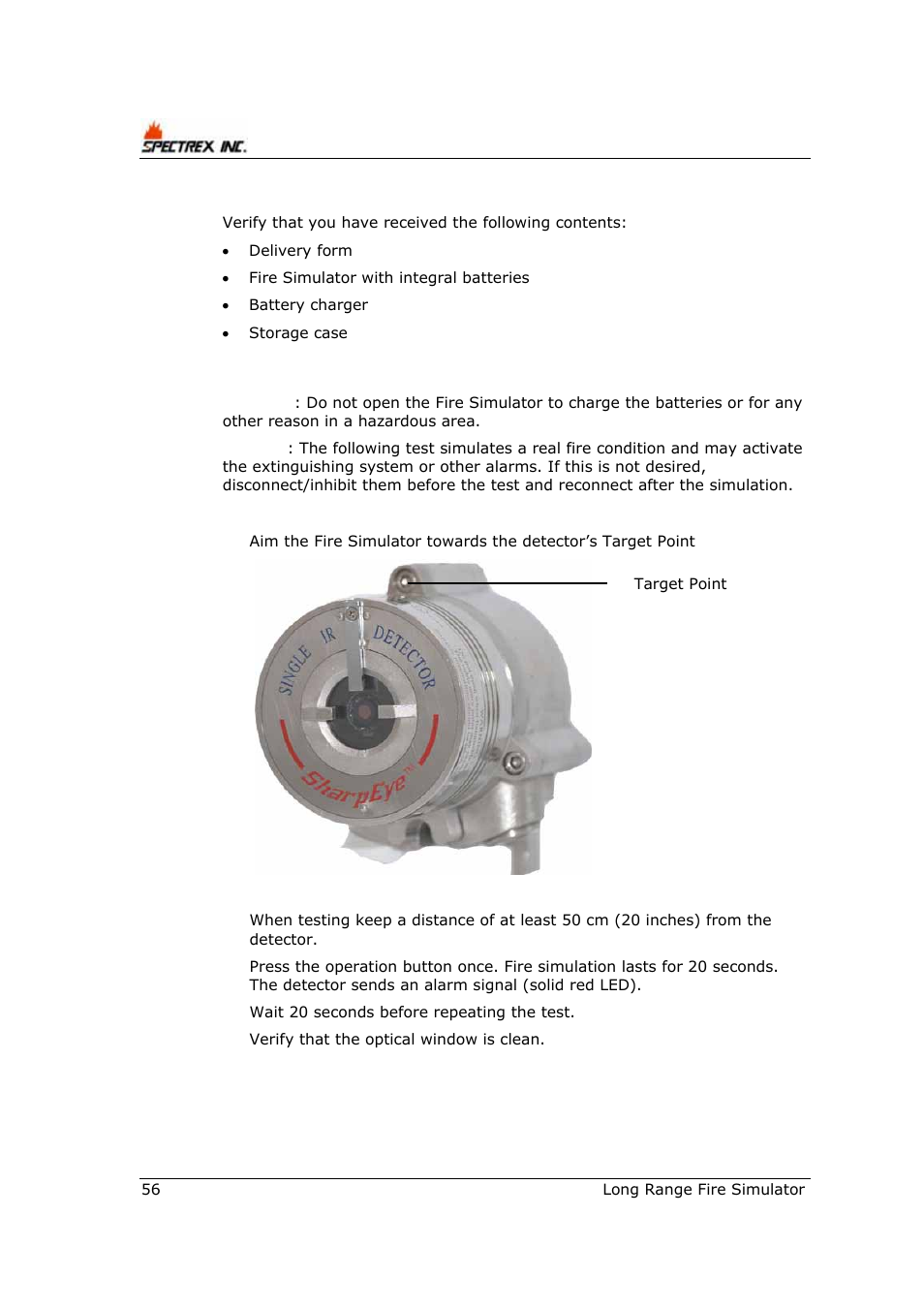 D.1.1 unpacking, D.1.2 operating instructions | Spectrex 40/40R - Single IR Flame Detector User Manual | Page 68 / 76