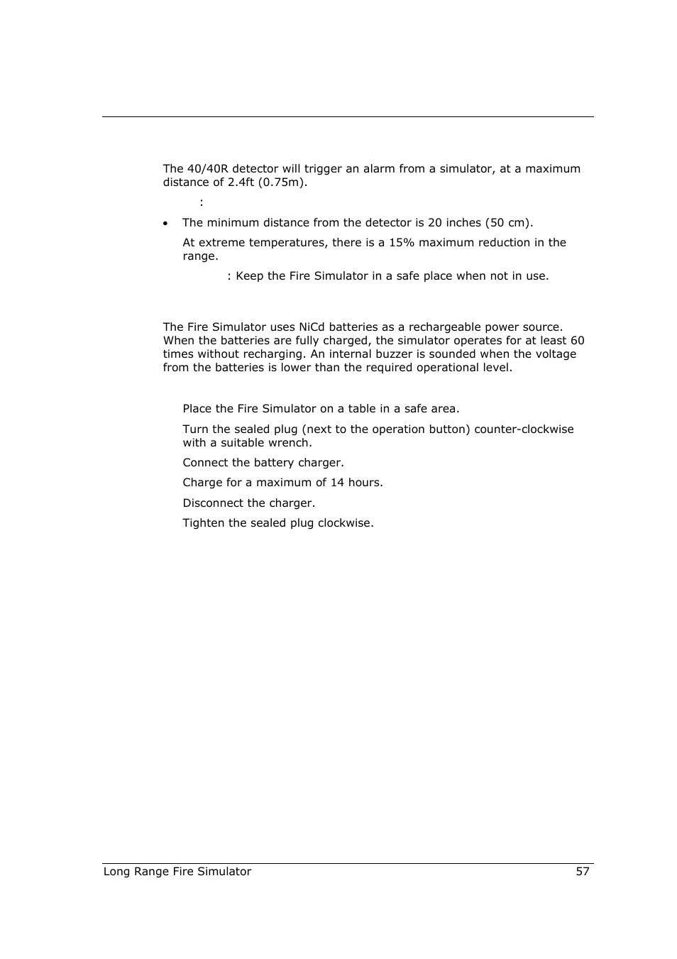 D.1.3 range, D.1.4 charging the battery | Spectrex 40/40R - Single IR Flame Detector User Manual | Page 69 / 76