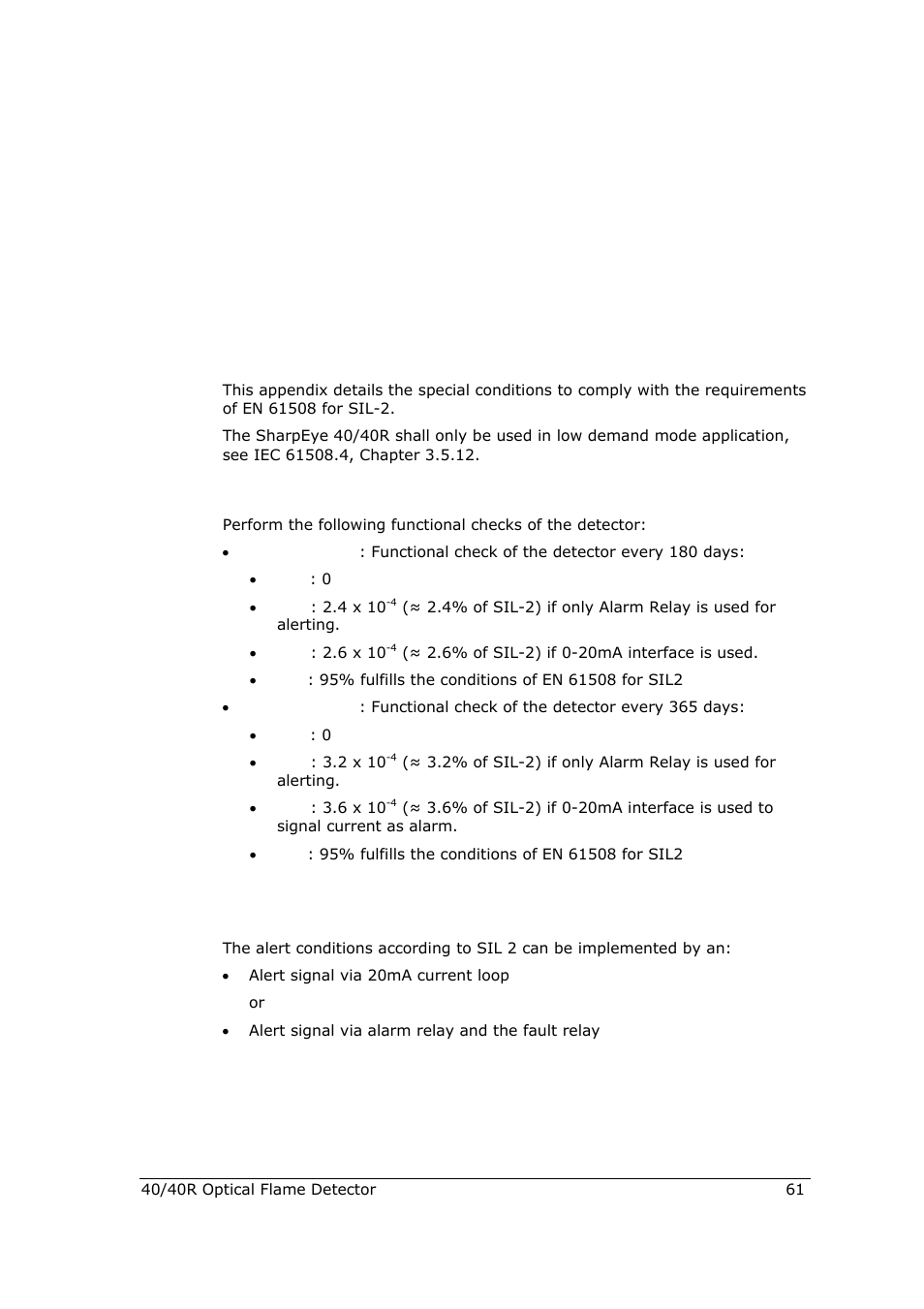 E sil-2 features, E.1.1 safety relevant parameters | Spectrex 40/40R - Single IR Flame Detector User Manual | Page 73 / 76