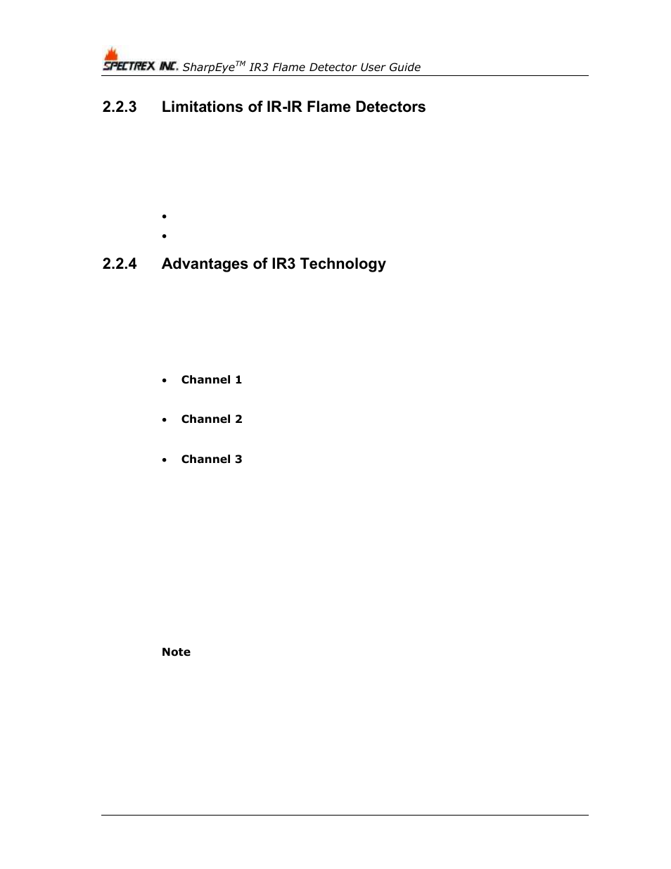 3 limitations of ir-ir flame detectors, 4 advantages of ir3 technology, Limitations of ir-ir flame detectors | Advantages of ir3 technology | Spectrex 20/20MPI - Commercial IR3 Flame Detector User Manual | Page 16 / 62