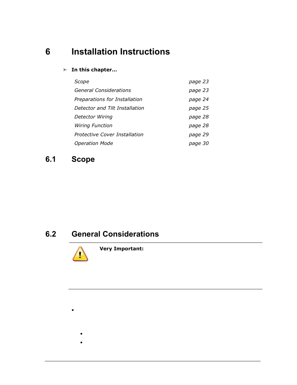 6 installation instructions, 1 scope, 2 general considerations | Installation instructions, Scope, General considerations, 6installation instructions | Spectrex 20/20MPI - Commercial IR3 Flame Detector User Manual | Page 35 / 62