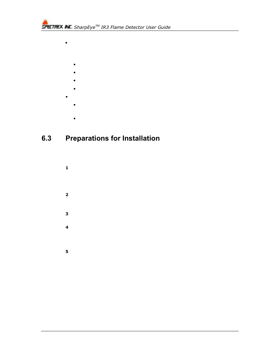 3 preparations for installation, Preparations for installation | Spectrex 20/20MPI - Commercial IR3 Flame Detector User Manual | Page 36 / 62