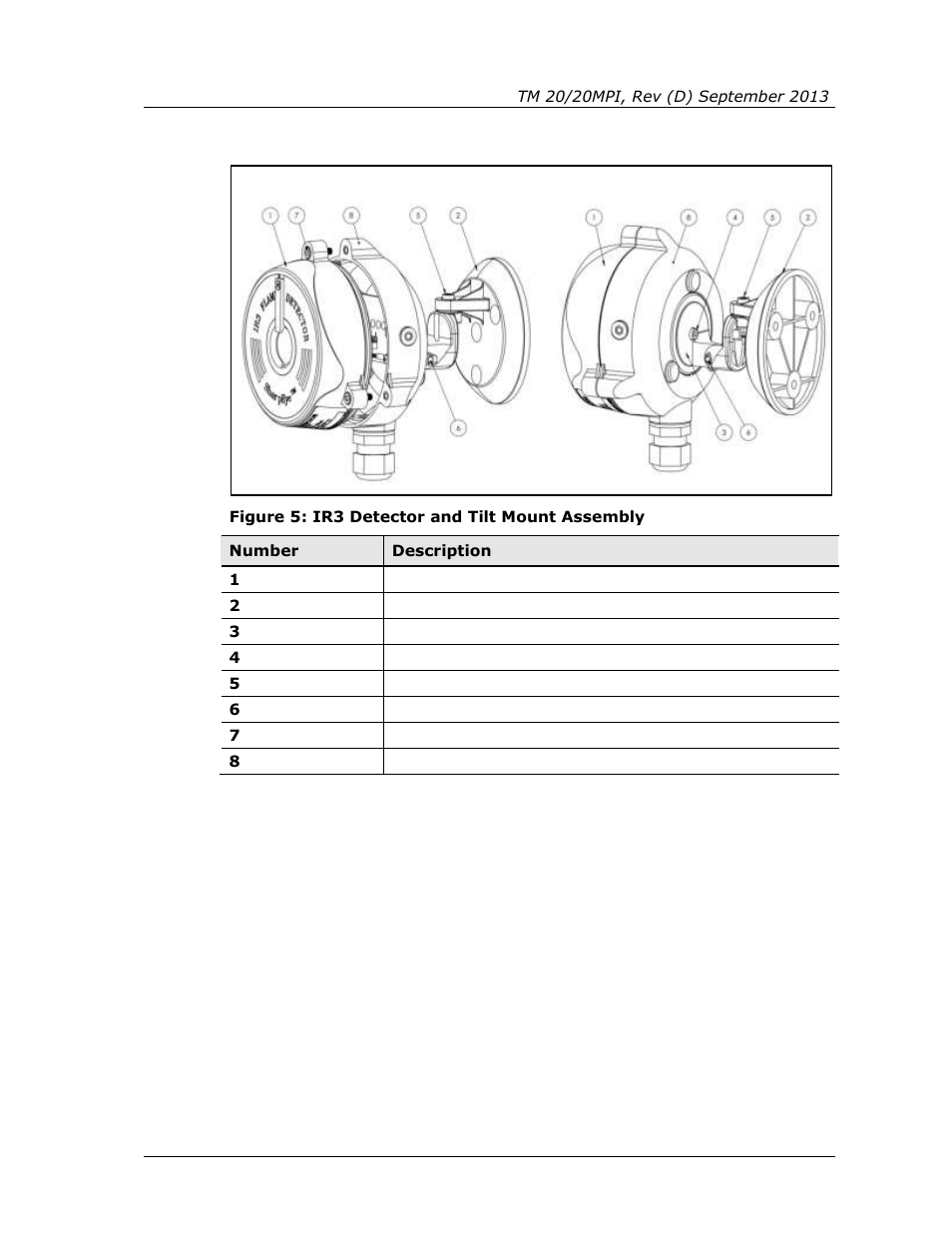 Figure 5: ir3 detector and tilt mount assembly, Figure 5, Figure 5 ) | N figure 5 ) | Spectrex 20/20MPI - Commercial IR3 Flame Detector User Manual | Page 39 / 62