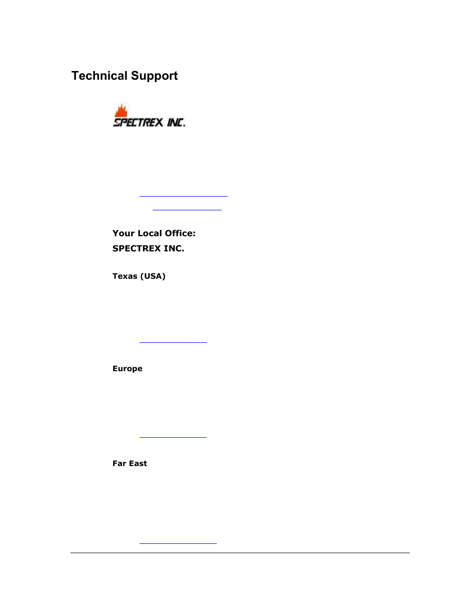 Technical support | Spectrex 20/20MPI - Commercial IR3 Flame Detector User Manual | Page 61 / 62