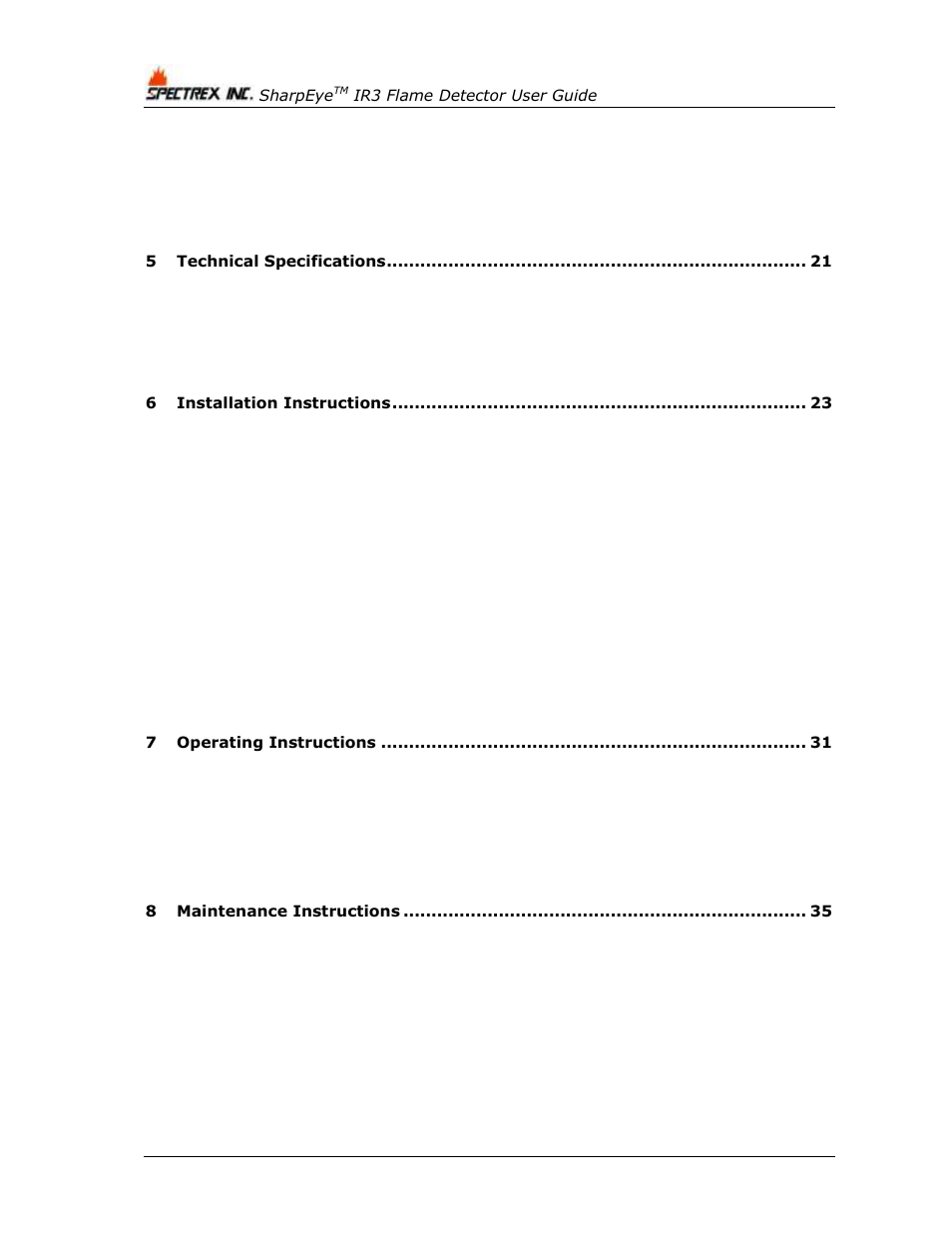 Spectrex 20/20MPI - Commercial IR3 Flame Detector User Manual | Page 8 / 62