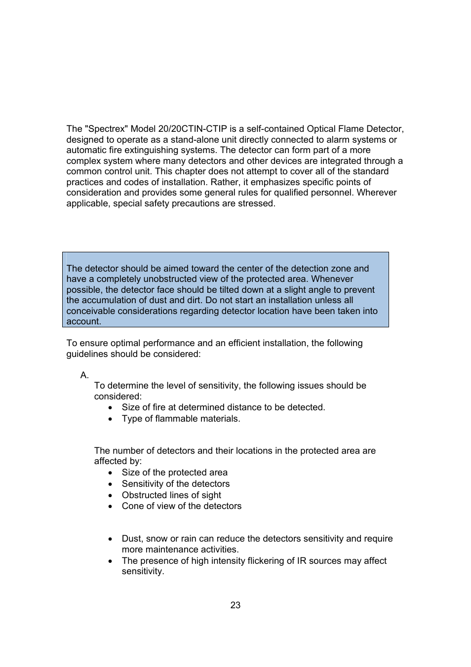 Installation instructions | Spectrex 20/20CTIN-CTIP Flame Detector User Manual | Page 31 / 62