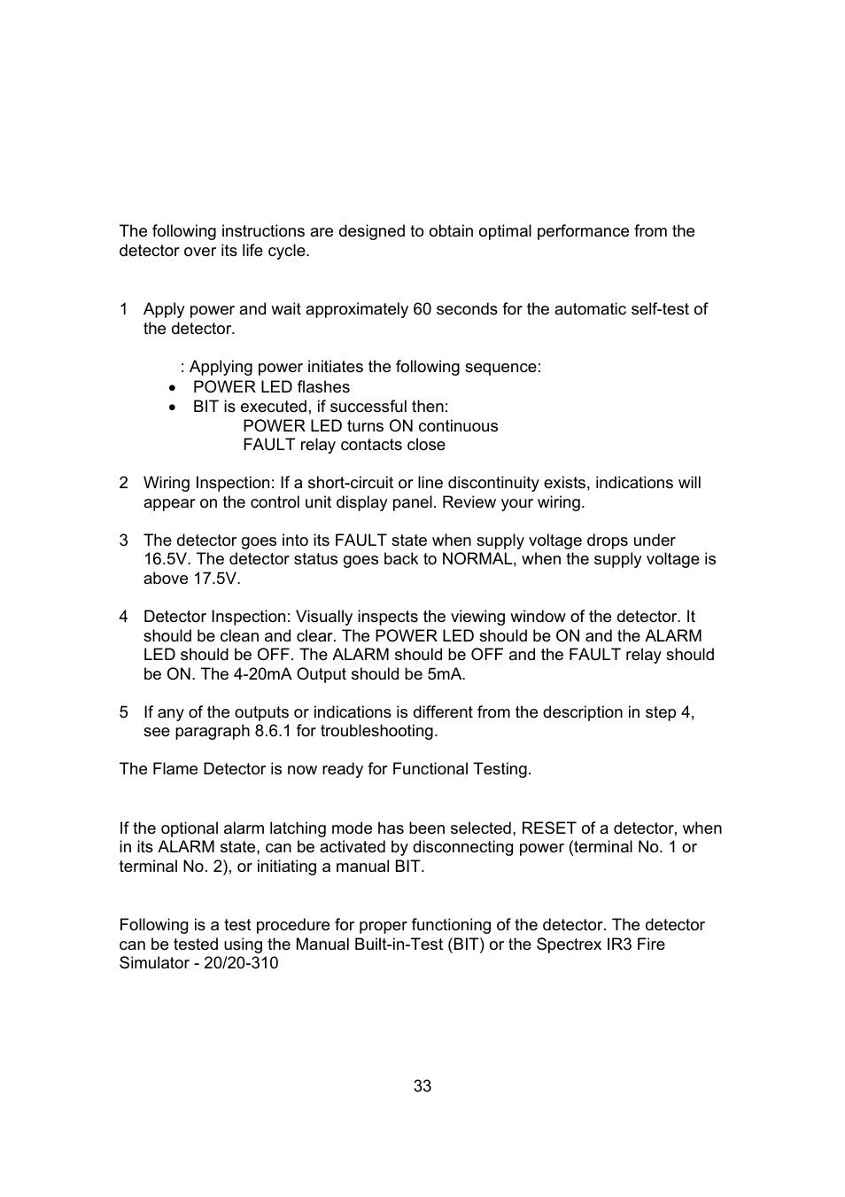 Operating instructions | Spectrex 20/20CTIN-CTIP Flame Detector User Manual | Page 41 / 62