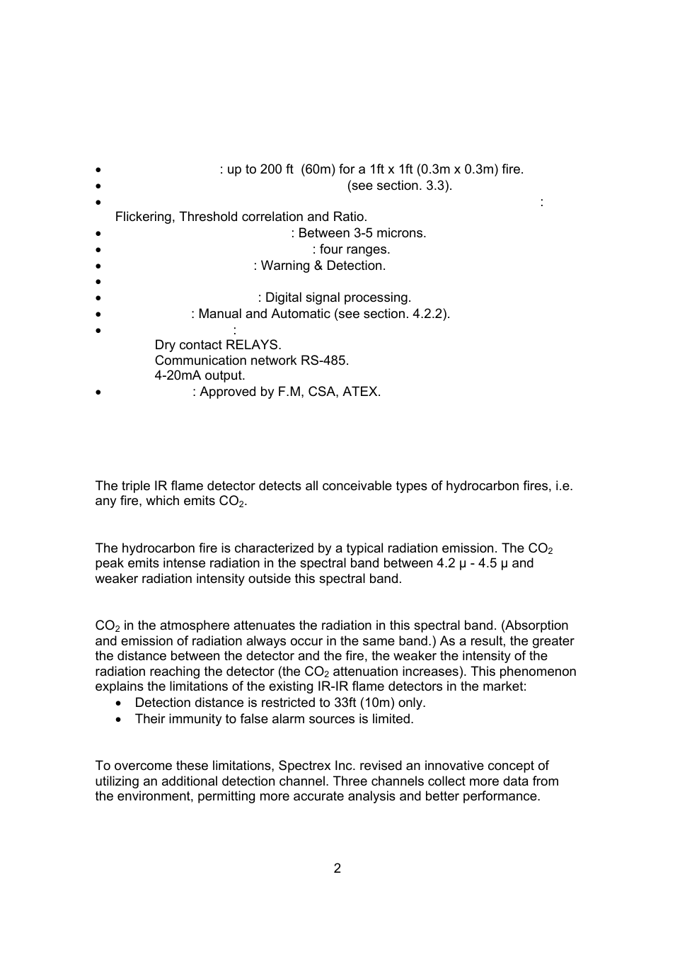 Technical description | Spectrex 20/20SI Triple IR (IR3) Flame Detector User Manual | Page 10 / 62