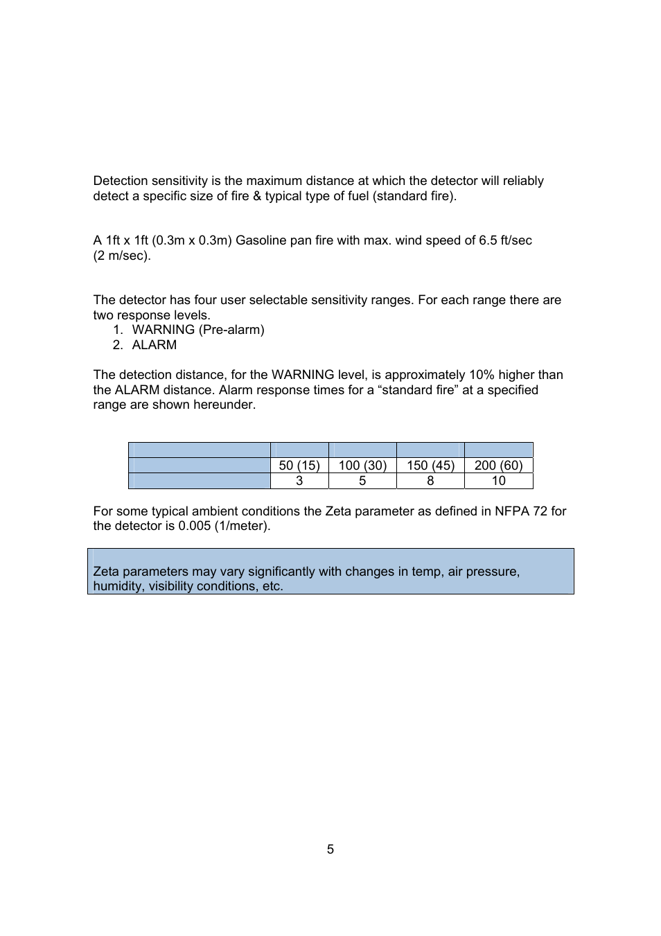 Performance | Spectrex 20/20SI Triple IR (IR3) Flame Detector User Manual | Page 13 / 62