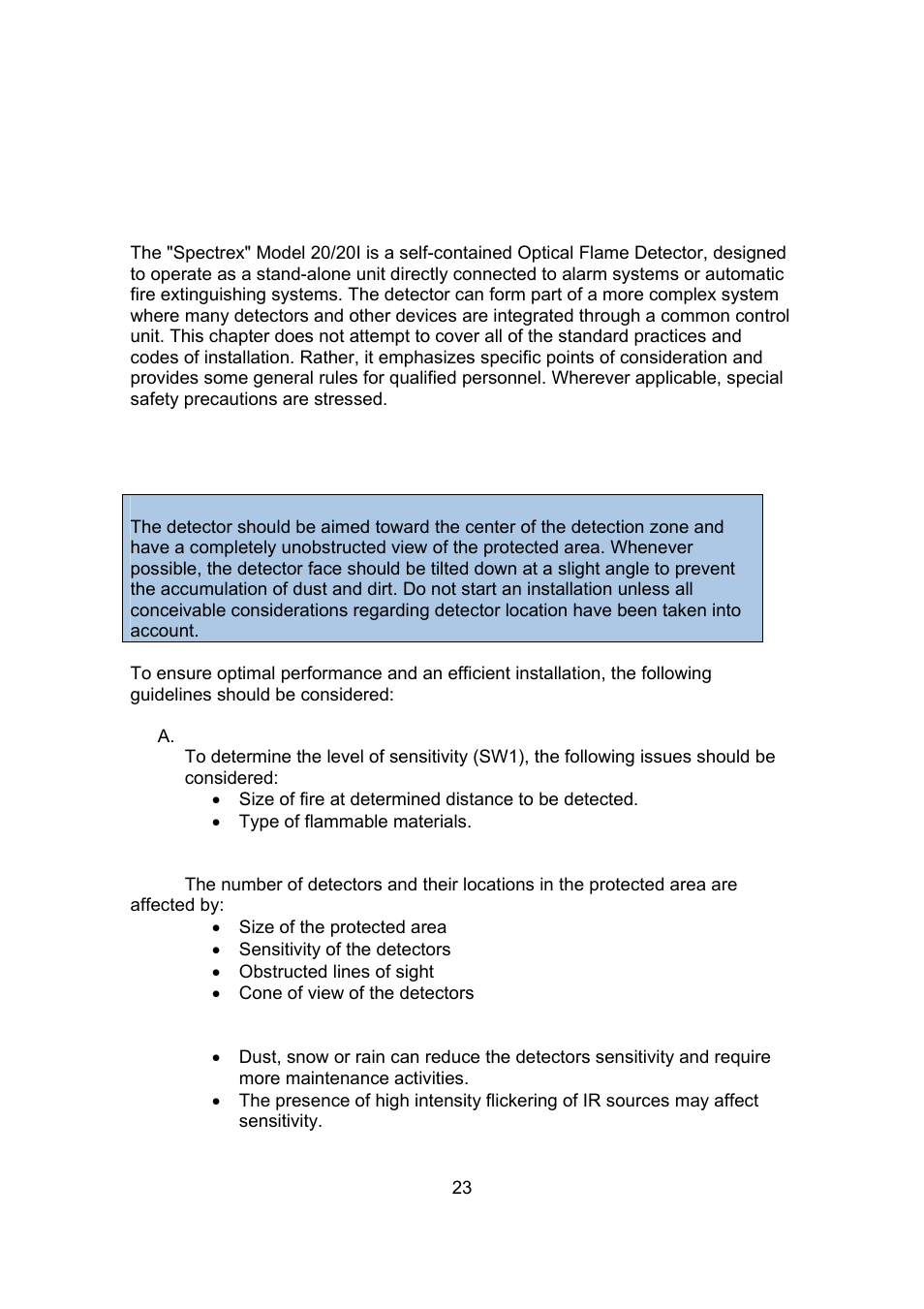 Installation instructions | Spectrex 20/20SI Triple IR (IR3) Flame Detector User Manual | Page 31 / 62