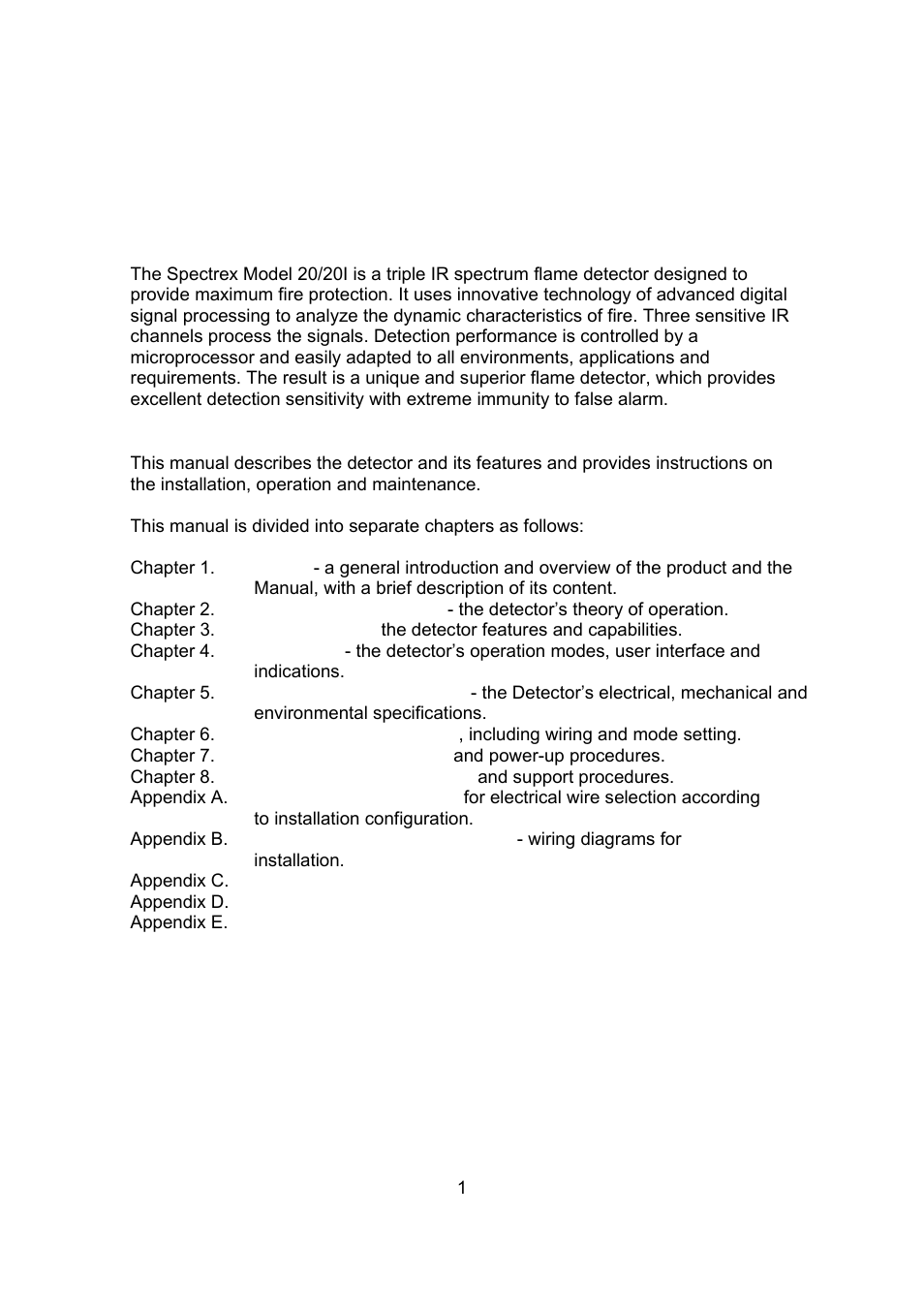 Scope | Spectrex 20/20SI Triple IR (IR3) Flame Detector User Manual | Page 9 / 62