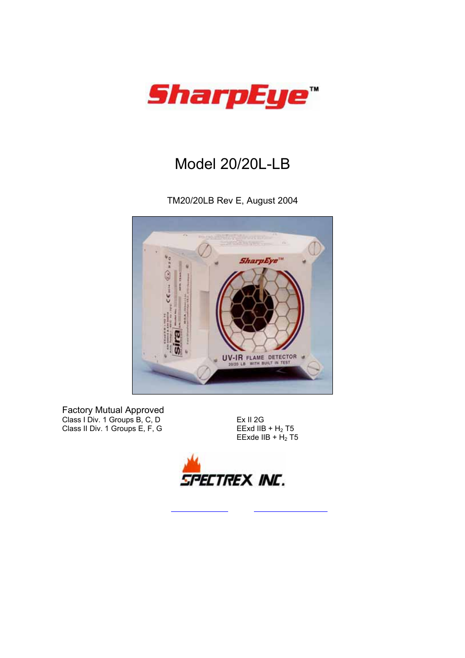 Spectrex 20/20L (LB) - UV/IR Flame Detector User Manual | 59 pages